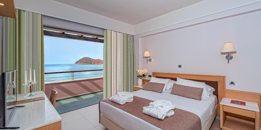 Porto Platanias Double Bedroom with side sea view interior image